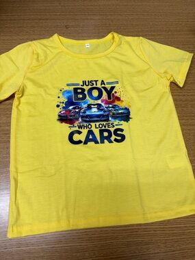 Yellow Boys' Tee - 'Just a Boy Who Loves Cars' Graphic